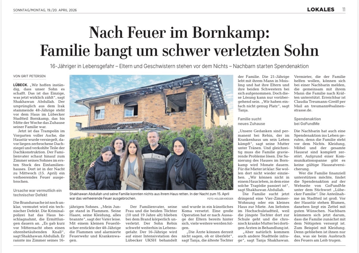 Nach Hausbrand: Lübecker Familie steht vor dem Nichts campaign photo, 2 of 6