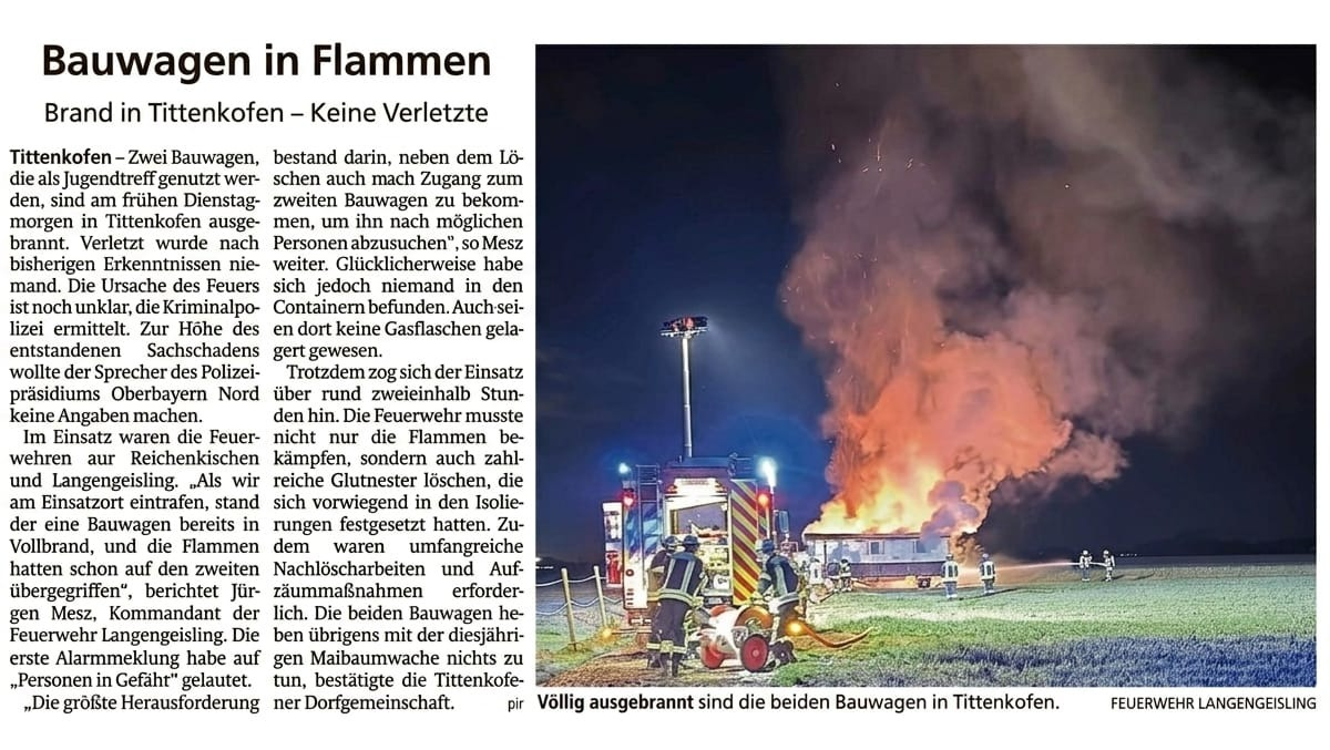 Bauwagen Tittenkofen: Neustart nach Vollbrand photo