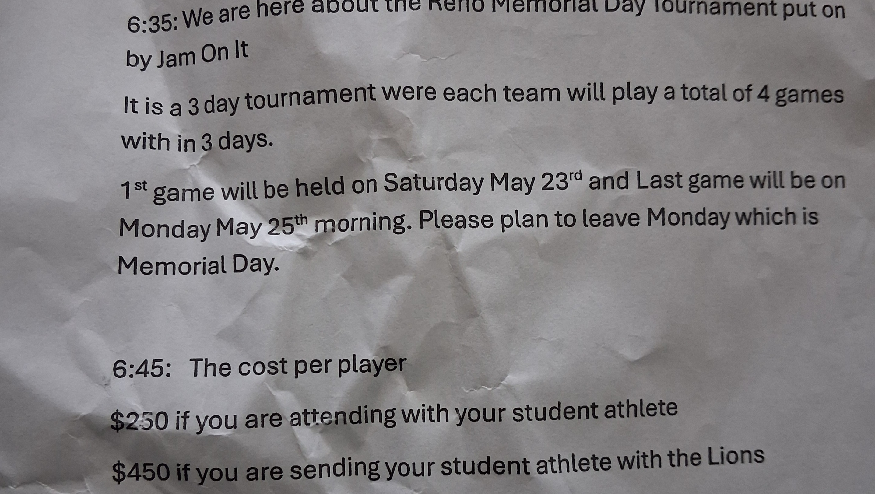 Help Demitrius-Sincere Attend His Tournaments photo