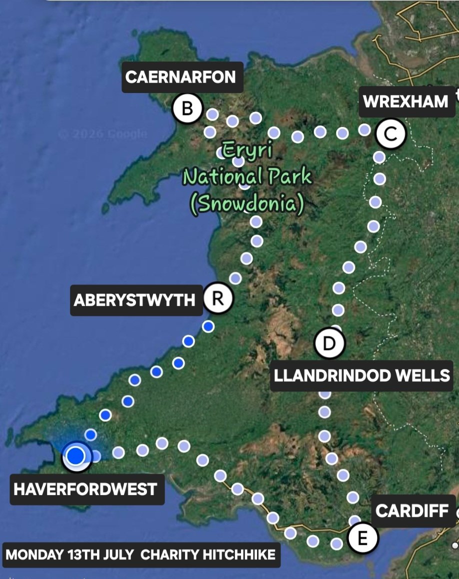 Hitchhiking across Wales for two Charities. campaign photo, 4 of 7