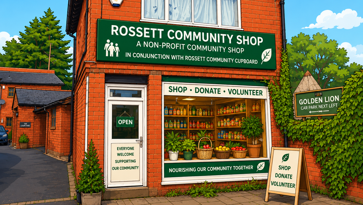 Rossett R Fundraiser by Rossett food Cupboard : Rossett community cupboard and shop