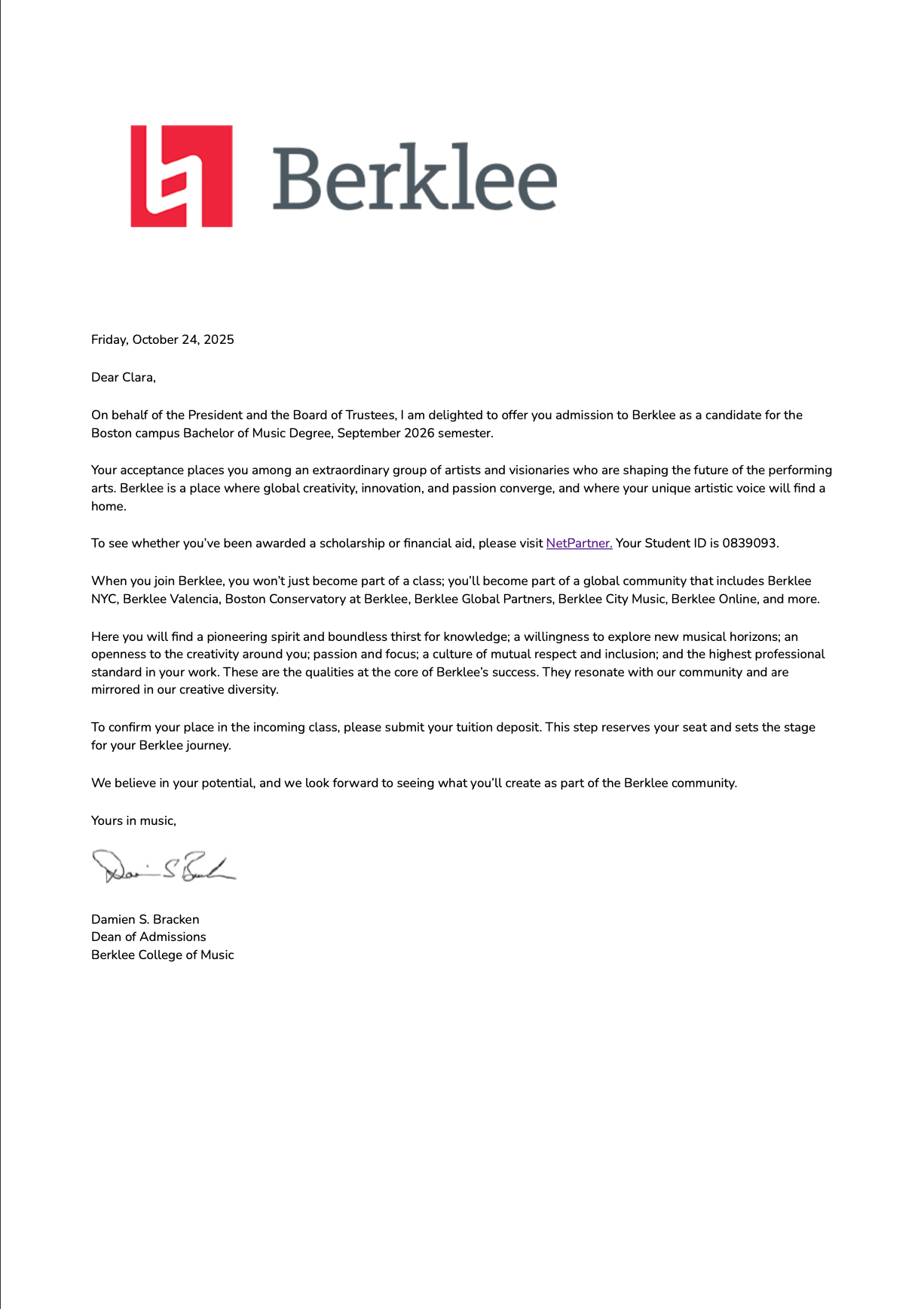Help Clara Accept Her Full-Tuition Berklee Scholarship campaign photo, 2 of 8