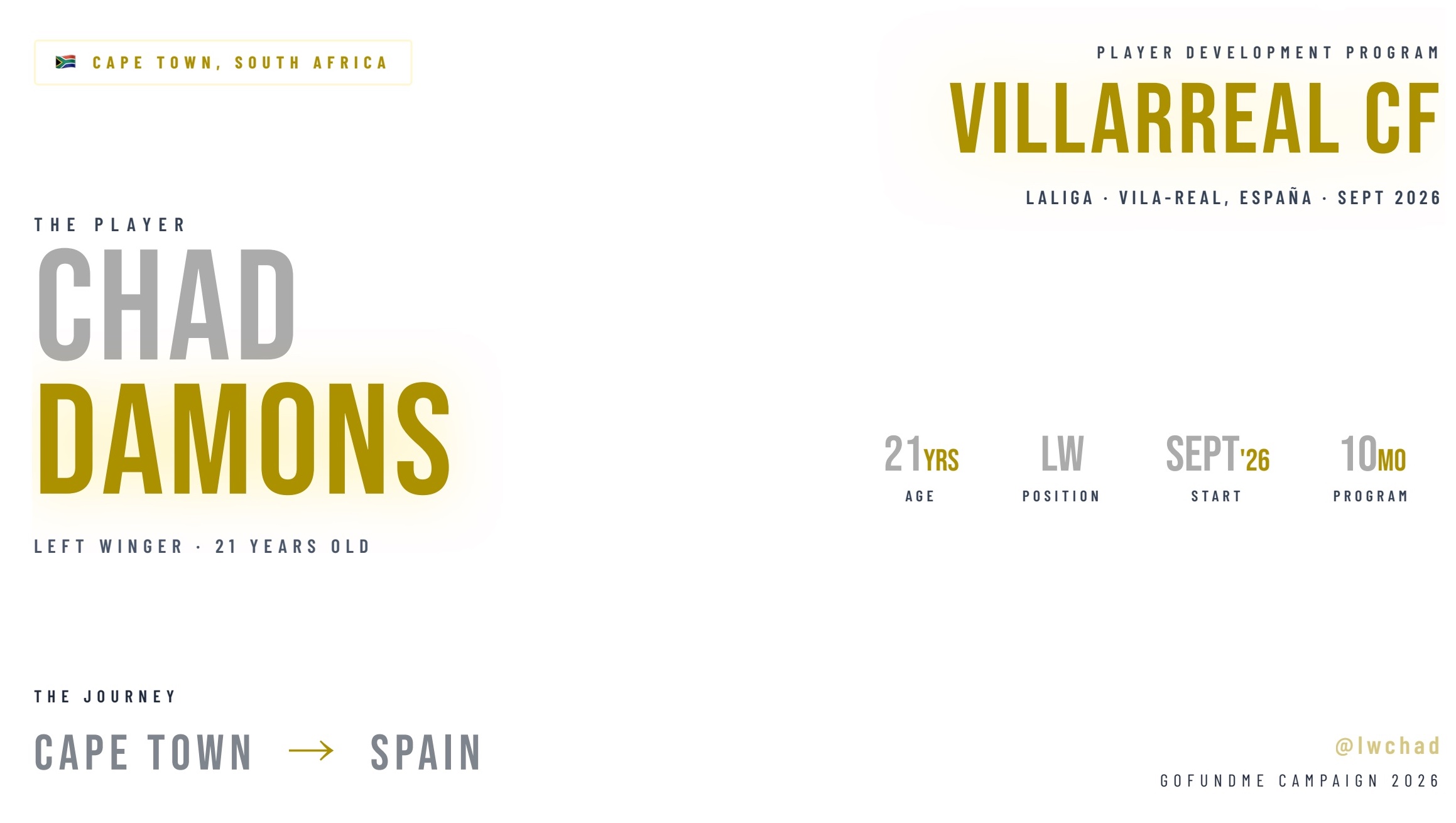Help Chad Damons Join Villarreal CF in Spain photo