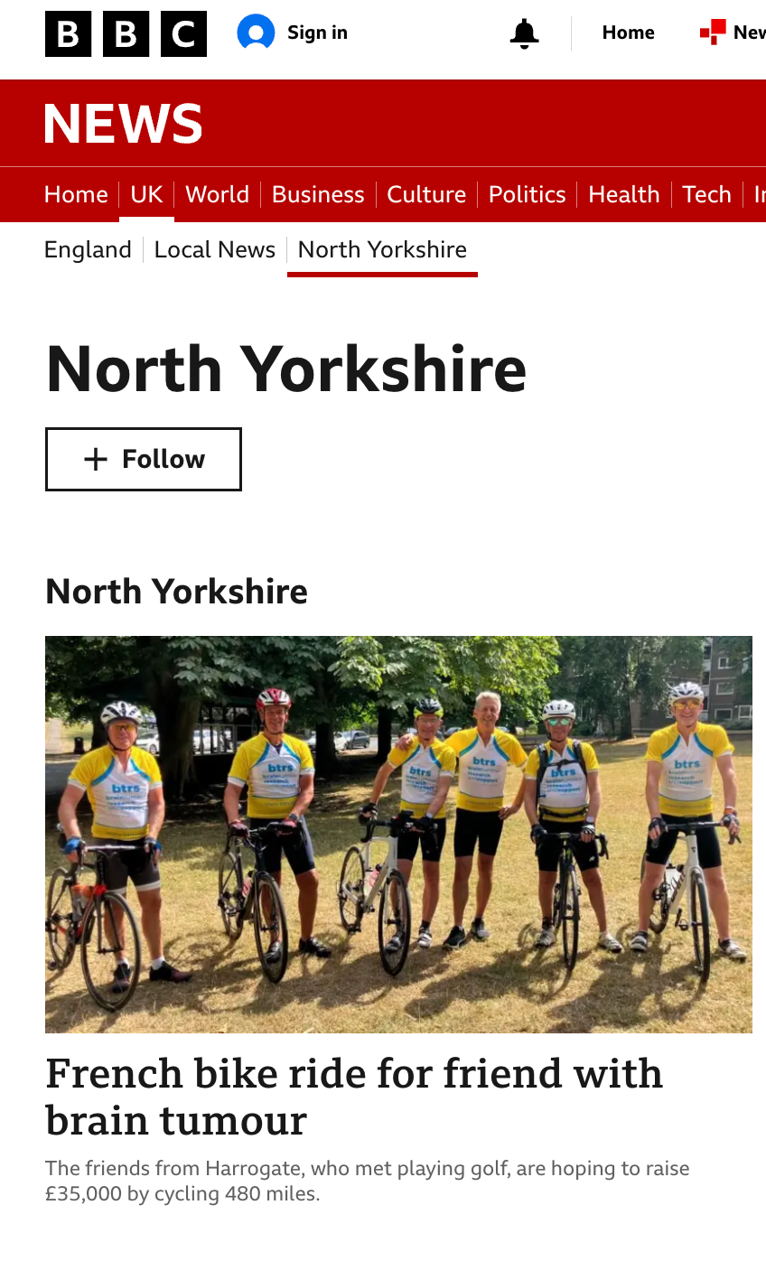 Team Cycle to Bordeaux for Yorkshire's Brain Tumour Charity campaign photo, 5 of 7