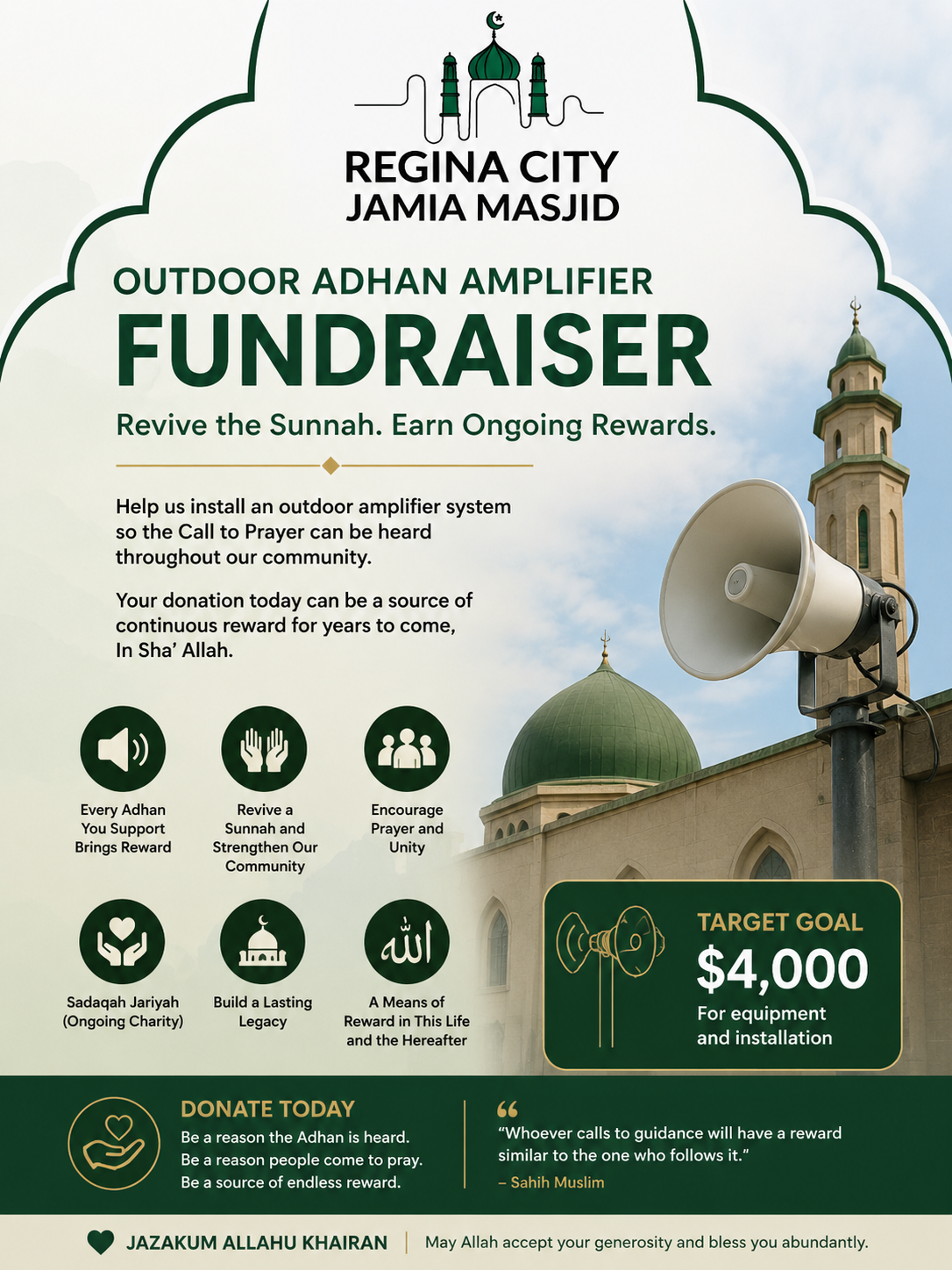 Support the Adhan Broadcast at Regina City Jamia Masjid campaign photo, 6 of 8