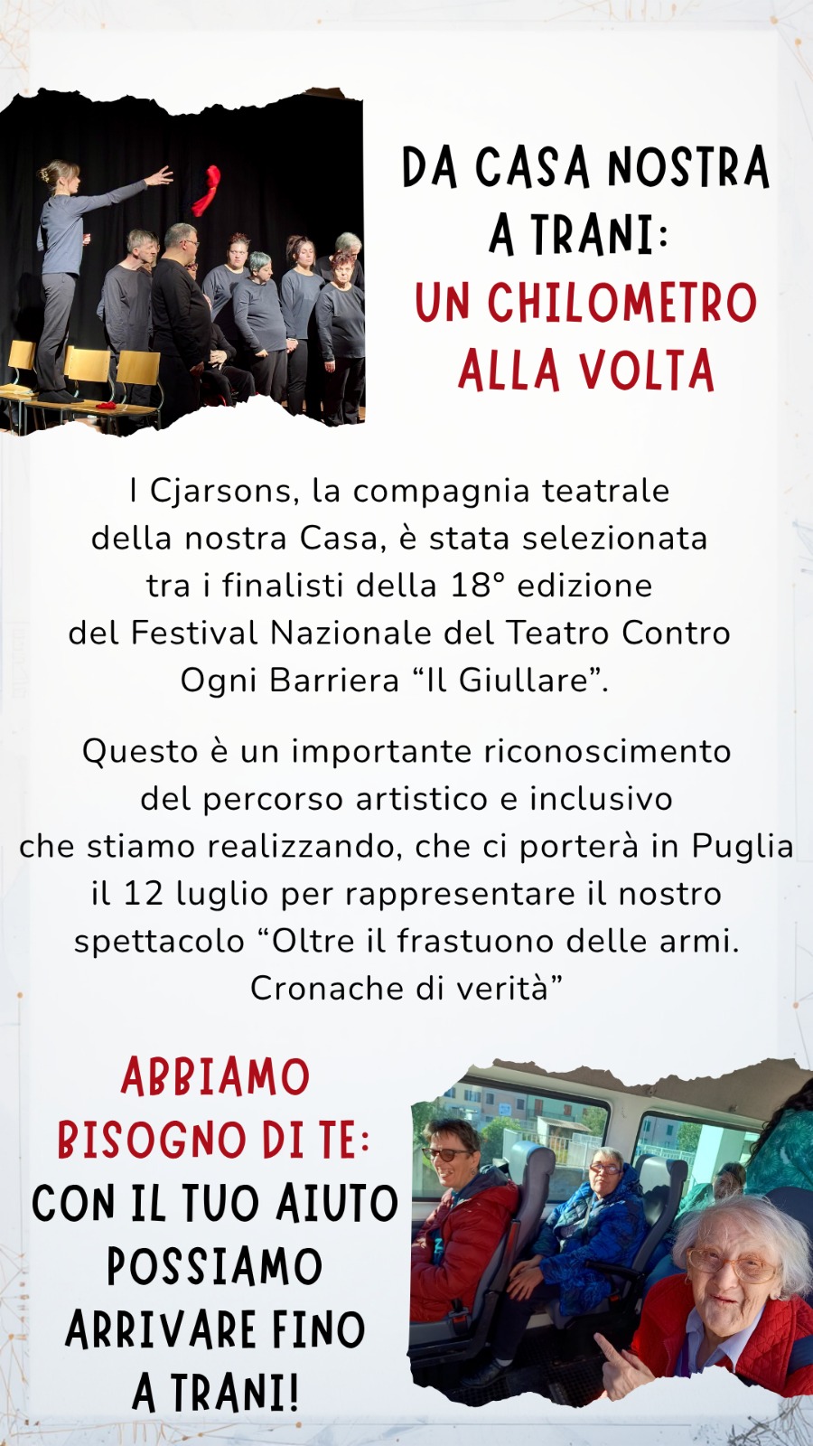 Il nostro spettacolo teatrale a Trani, un km alla volta! campaign photo, 5 of 8