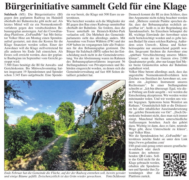 40 Grad sind genug – Rettet unsere Grünfläche in Sulzbach campaign photo, 2 of 5