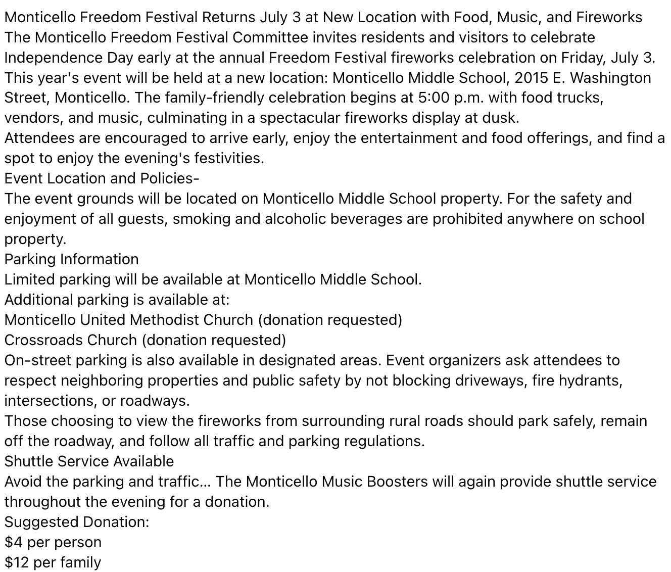 Support Monticello Freedom Festival campaign photo, 2 of 7