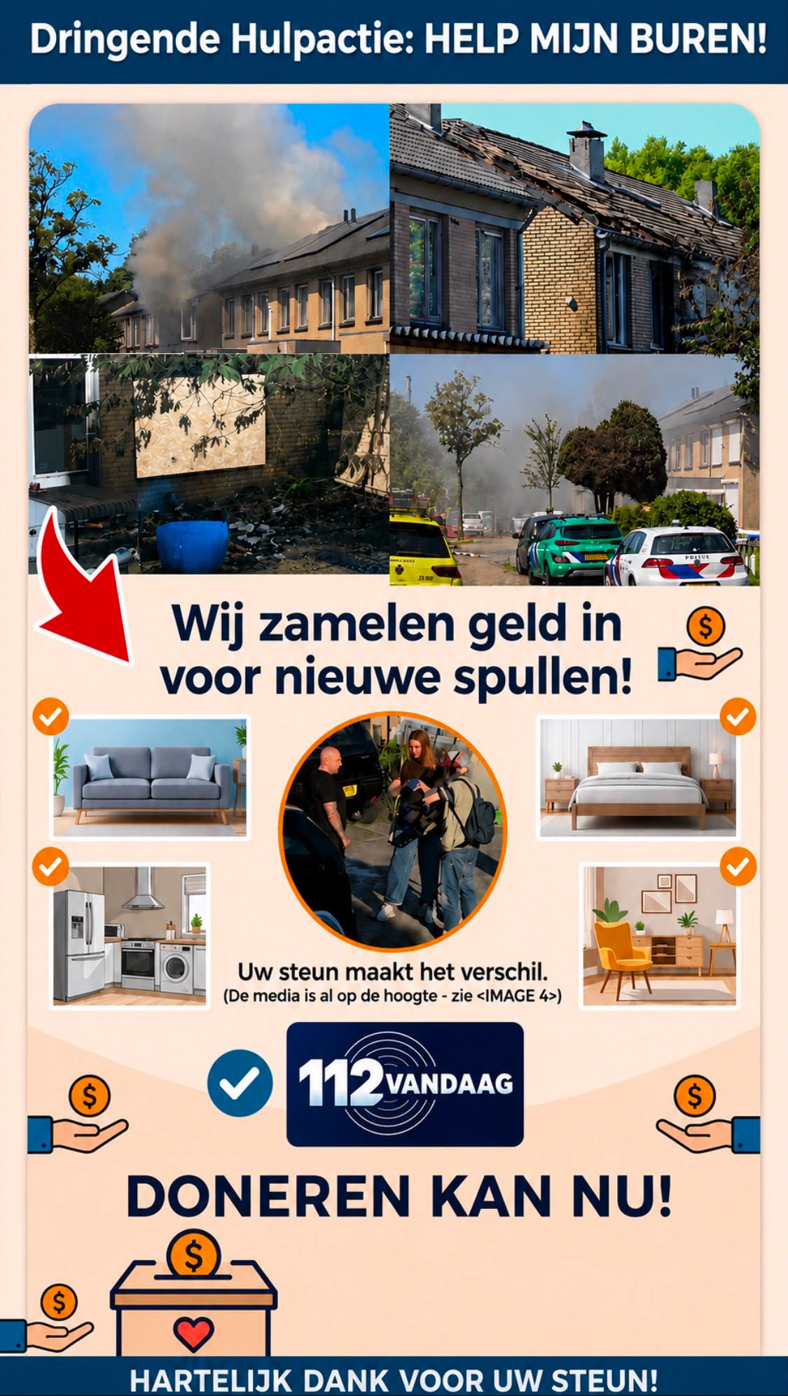 Eerste Hulp na verwoestende brand aan de goudplevier in Oss campaign photo, 6 of 8