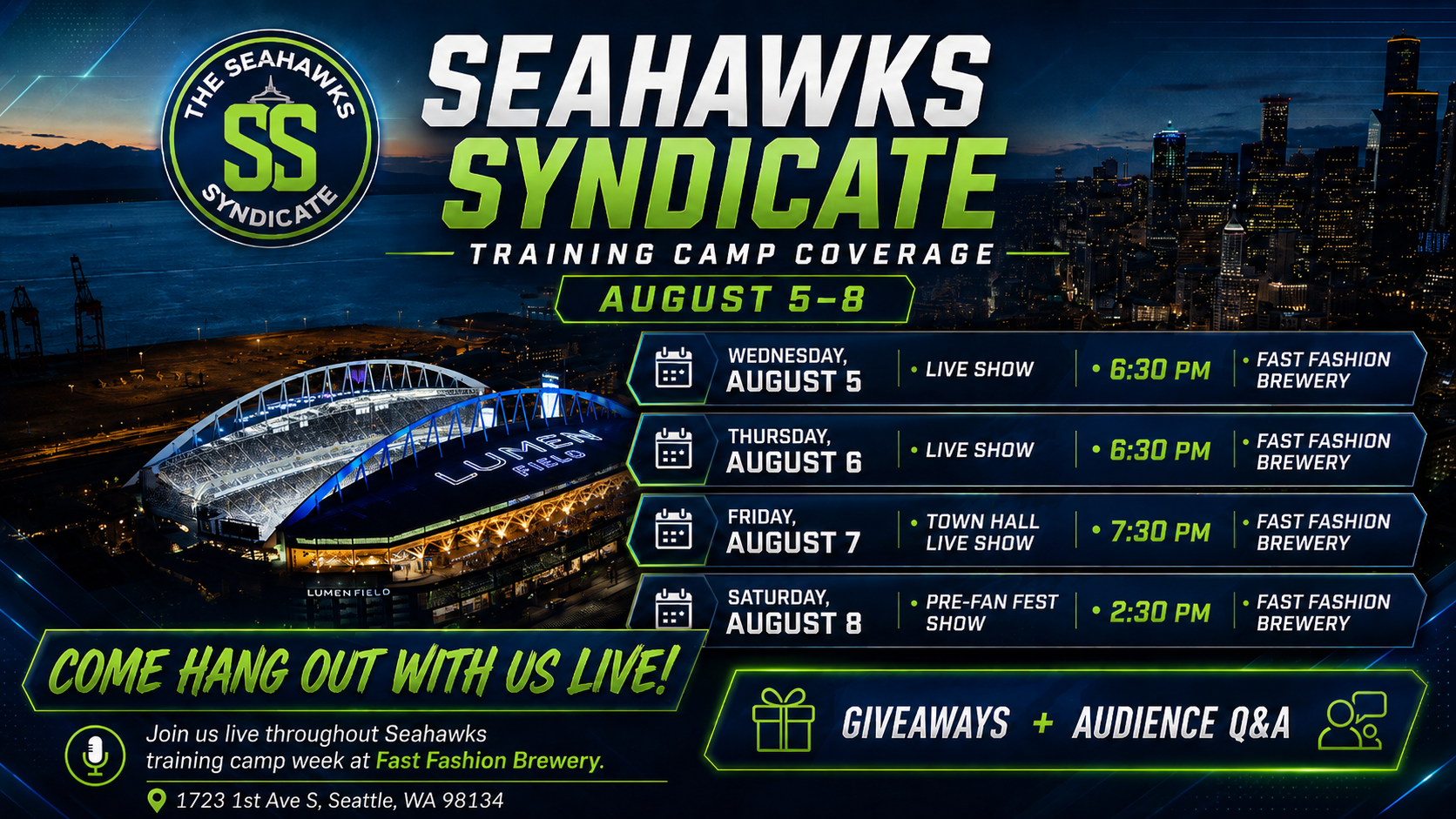 Help Hawks Eye Cover Seahawks Training Camp On Location campaign photo, 2 of 4