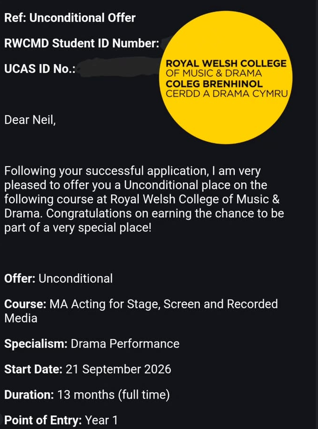 Donate to help send Neil to drama school campaign photo, 2 of 4