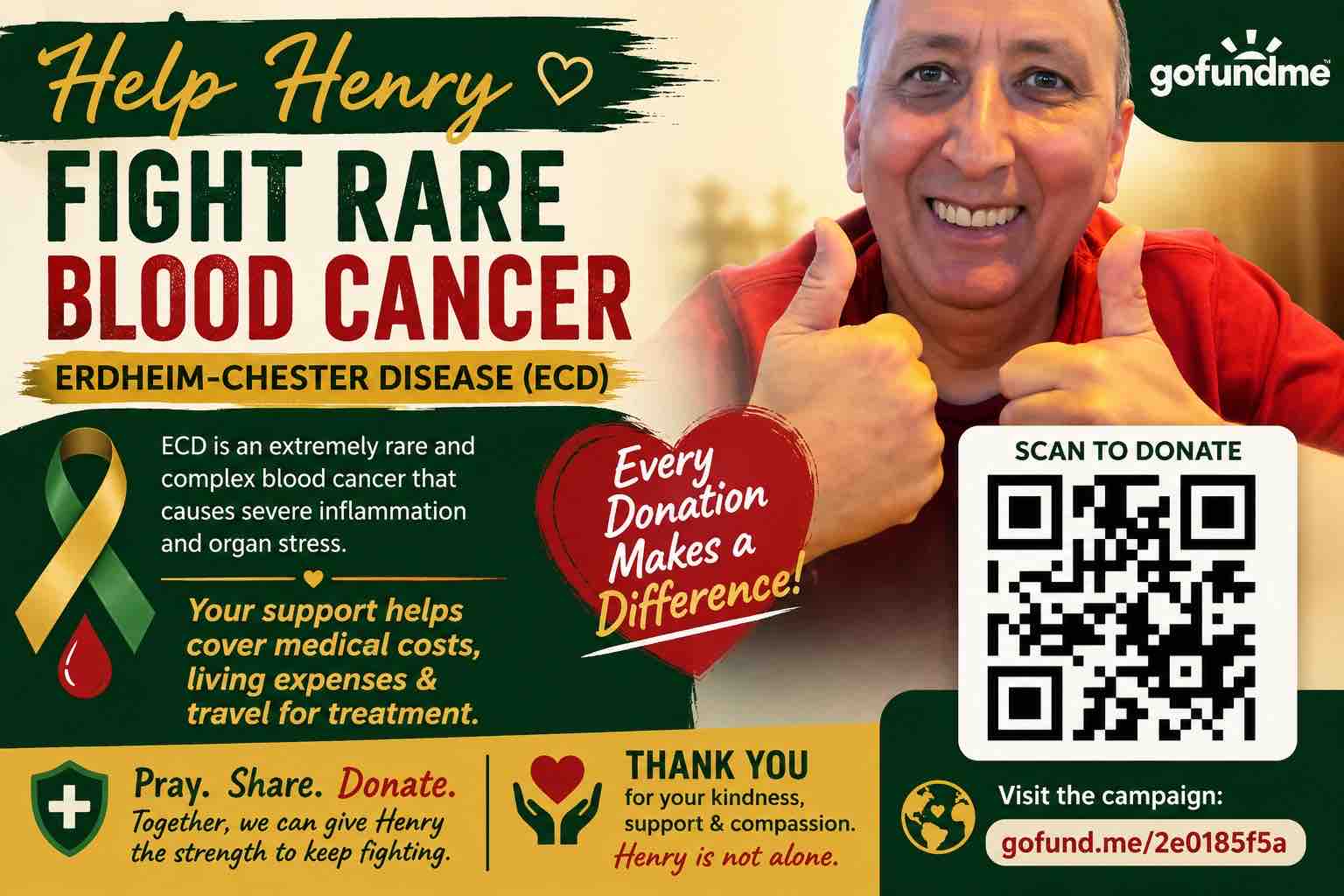 Help Henry Navigate Expenses with Rare Blood Cancer (ECD) campaign photo, 2 of 5