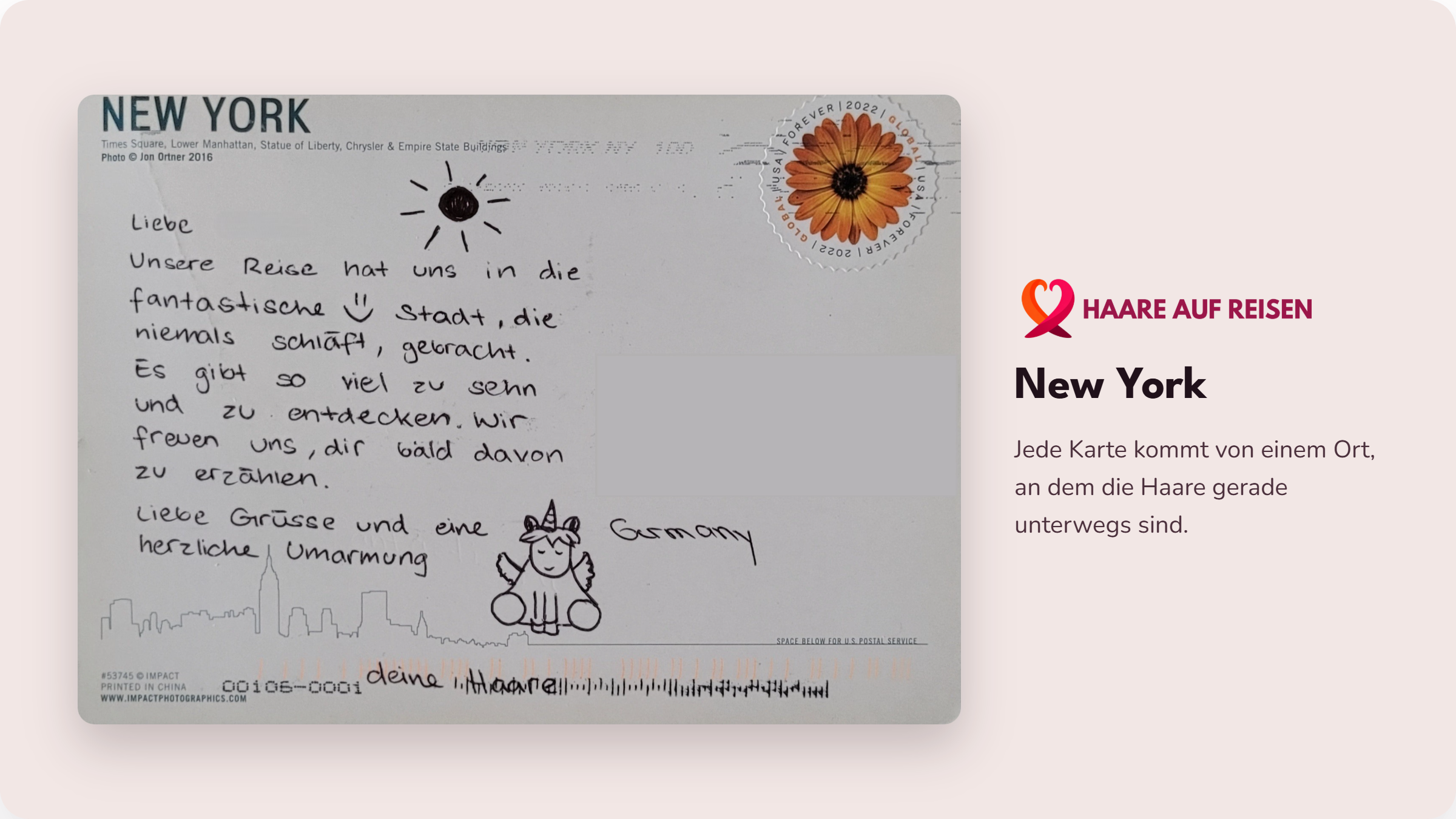 Wenn Haare auf Reisen gehen: Postkarten für krebskranke Kids campaign photo, 2 of 8