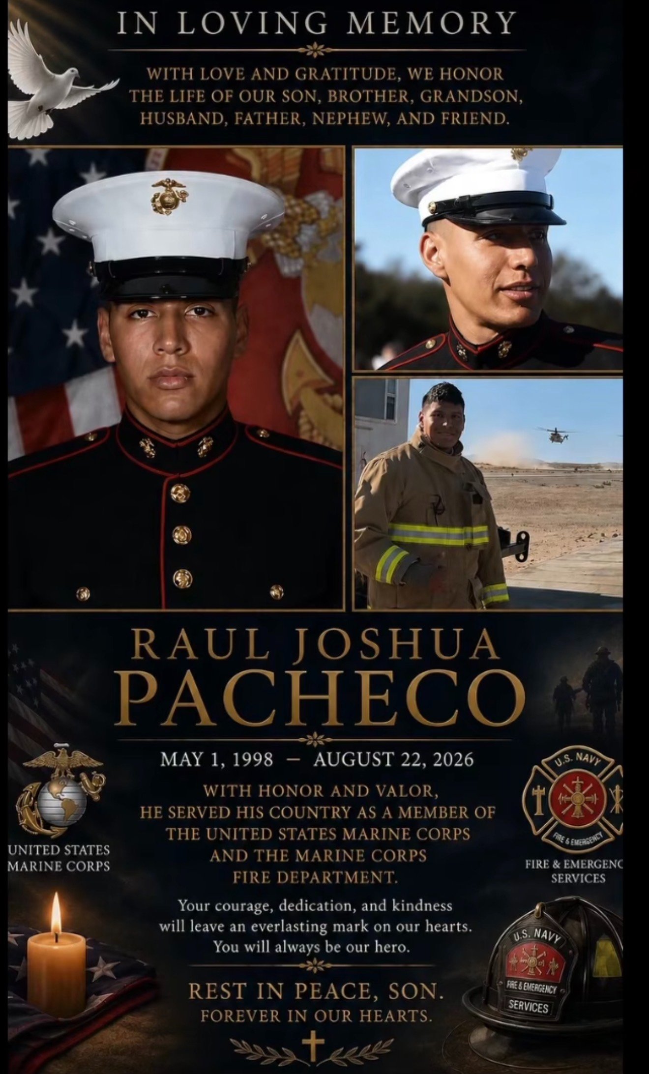 Marine & Firefighter Raul Pacheco Memorial and Family Fund campaign photo, 6 of 8