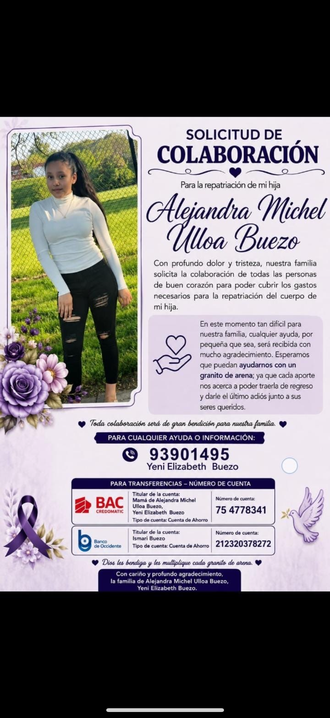 Bring Alejandra Michel Ulloa Buezo Home to Honduras campaign photo, 4 of 5