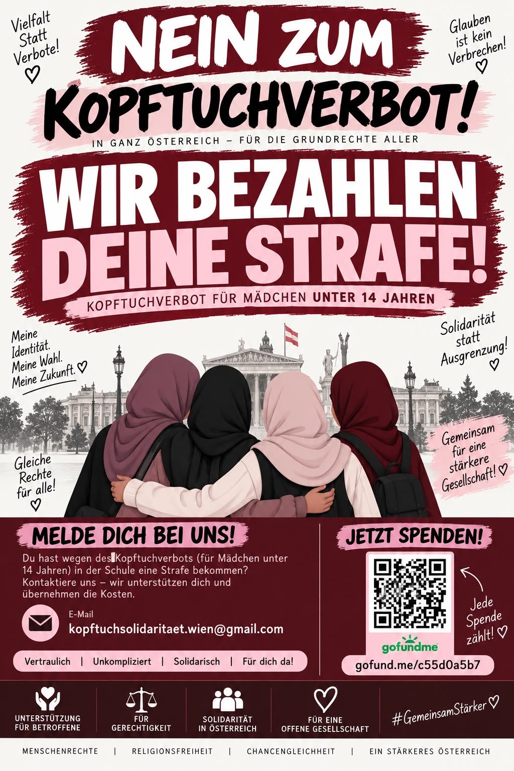 NEIN ZUM KOPFTUCHVERBOT - HILF DABEI STRAFEN ZU BEGLEICHEN campaign photo, 2 of 4