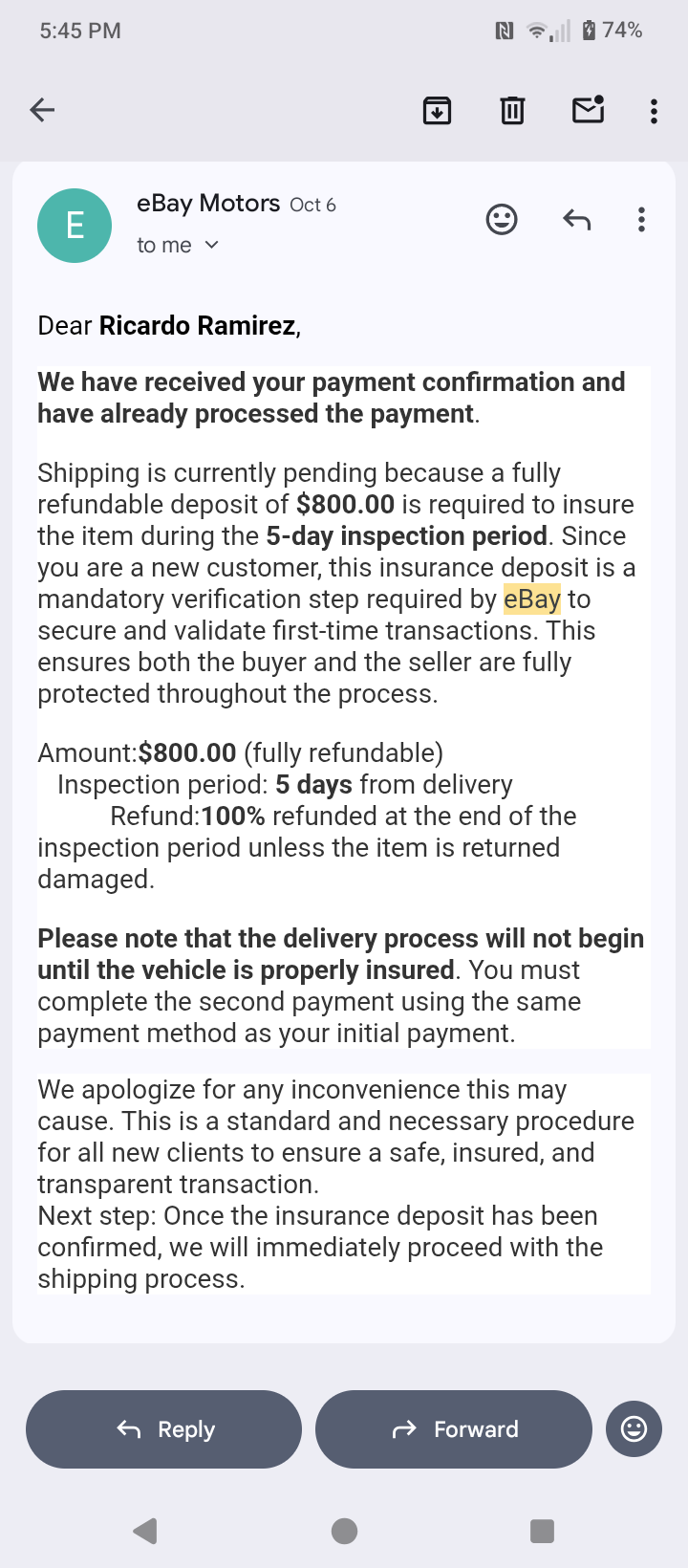 ️️Help Ricardo Recover From a $1,800 Car Scam campaign photo, 9 of 13
