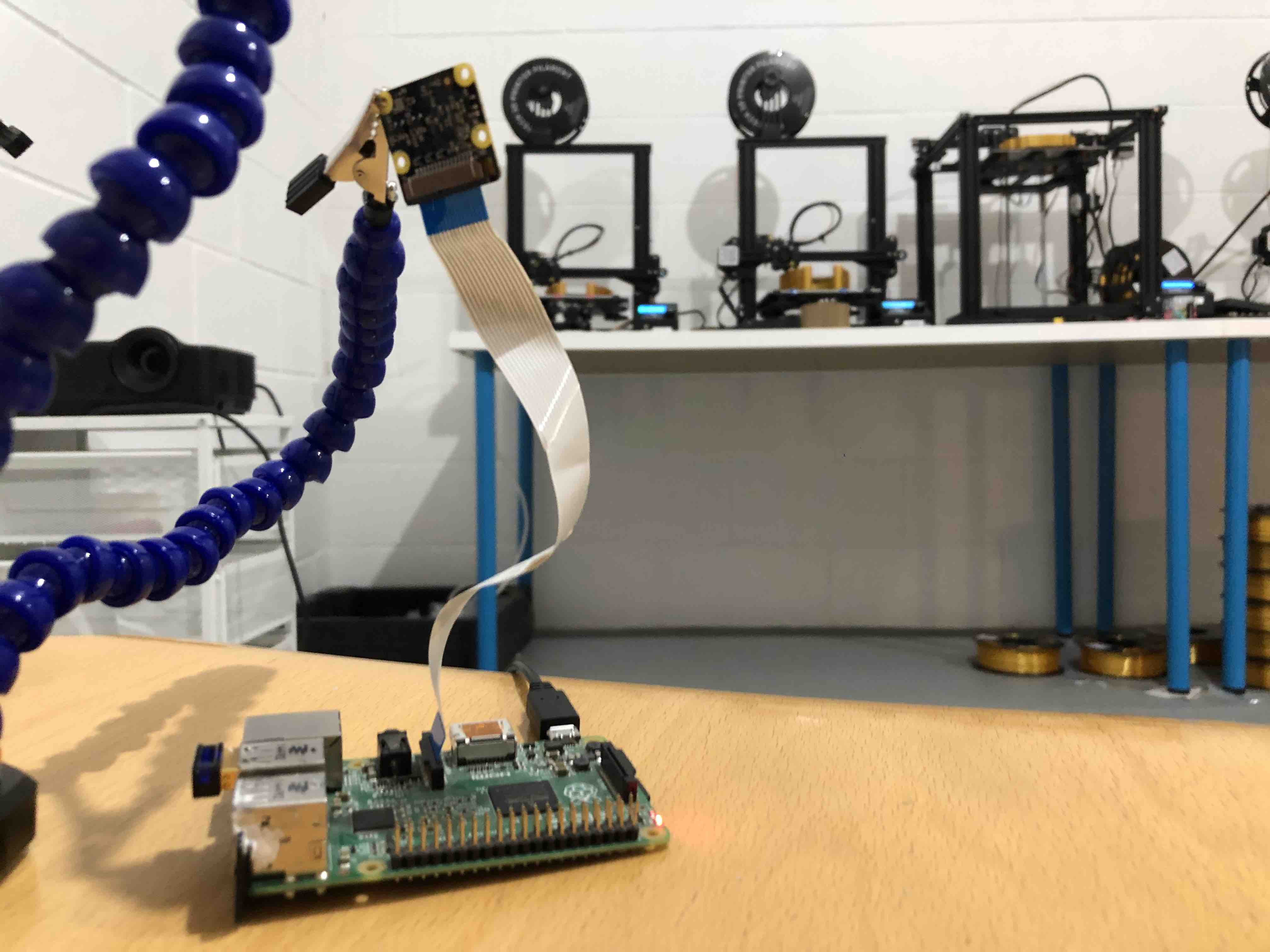 Raspberry Pi CCTV setup monitoring the printers