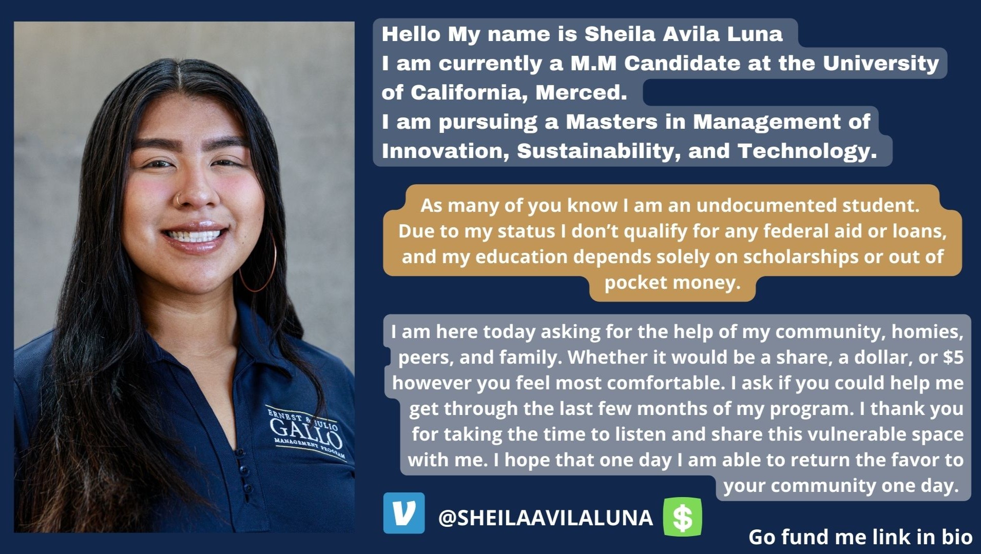 Fundraiser by Sheila Avila Help Undocumented Student finish Masters