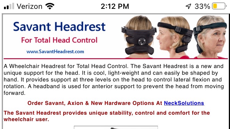 Savant Headrest - Wheelchair Head Control Head Rest