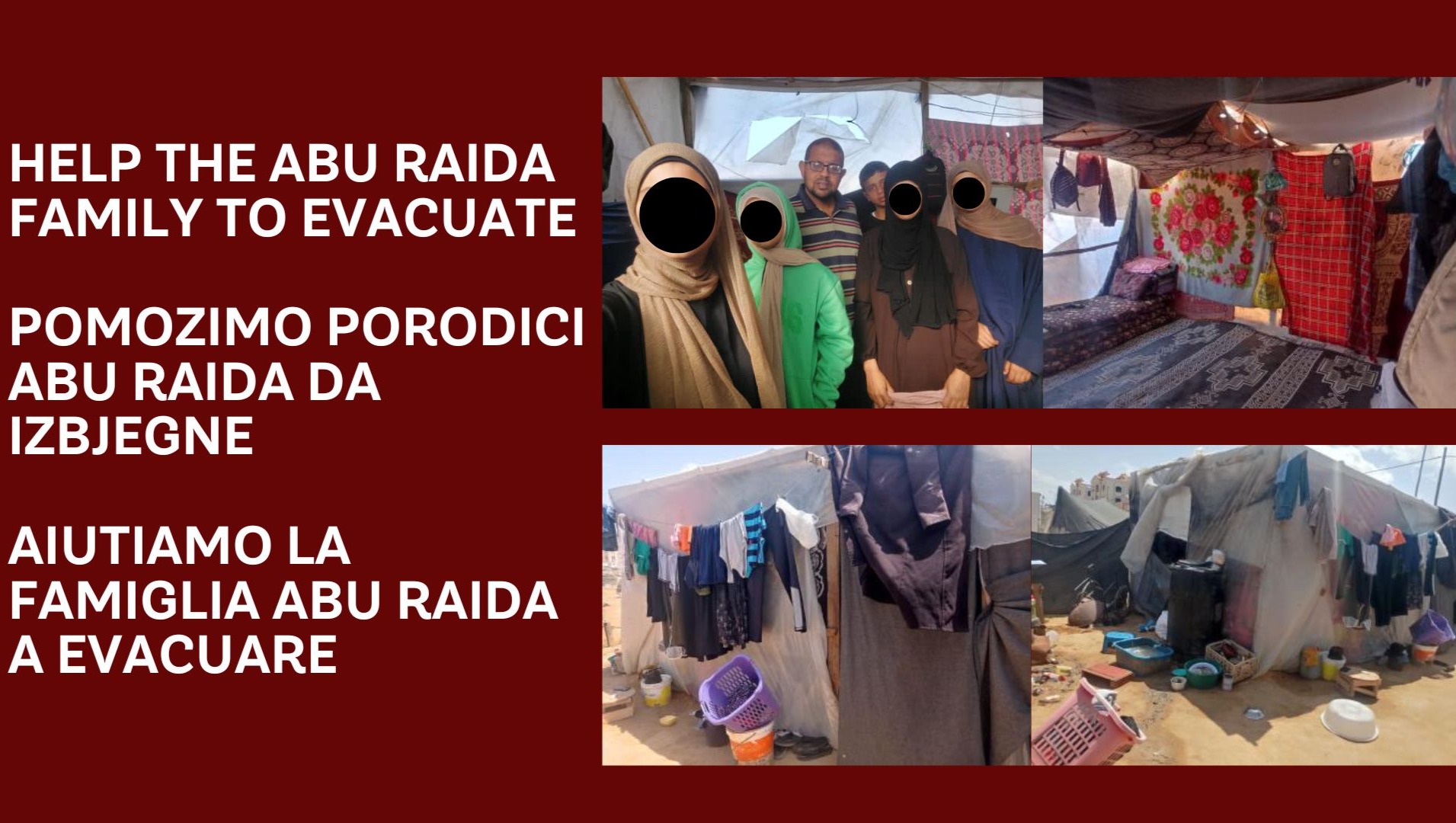 HELP THE ABU RAIDA FAMILY TO EVACUATE (6 MEMBERS)