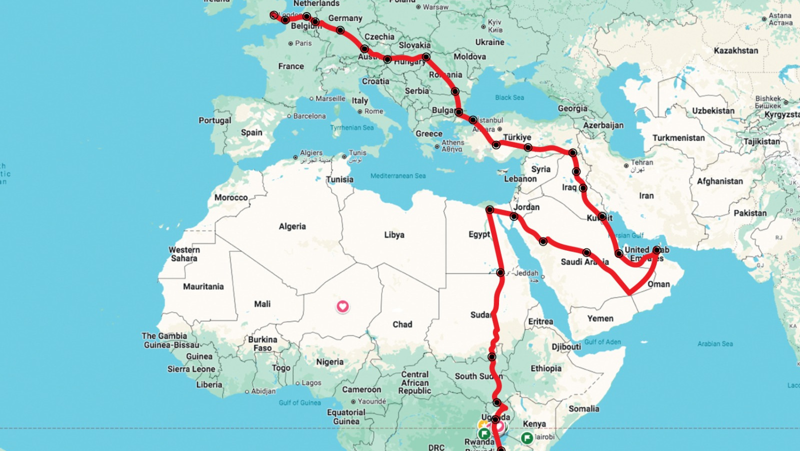 Donate to Support RoadTrek: London Dubai Kampala Capetown pinned link photo