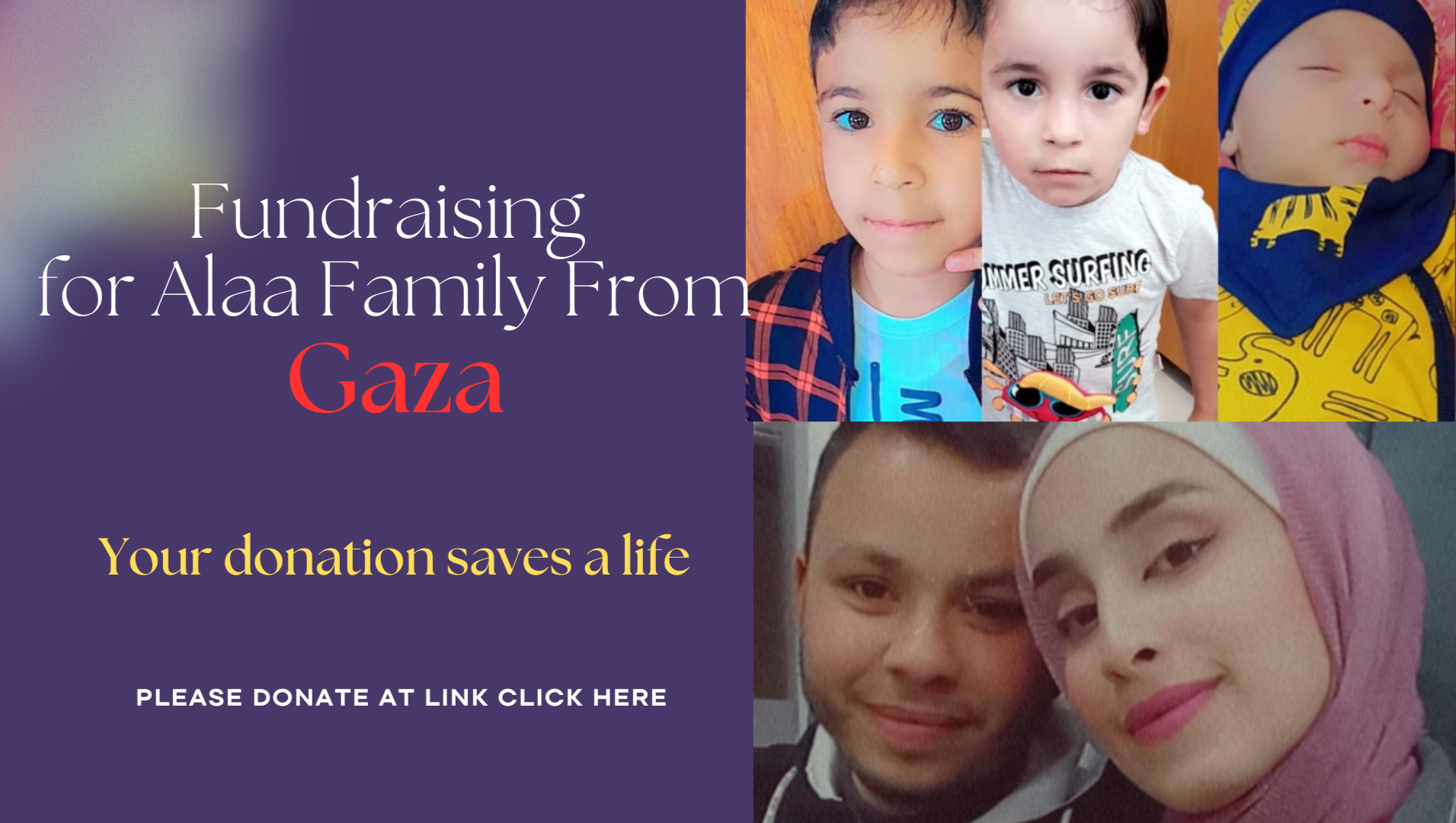 Save Raghda & Alaa’s Family from Genocide in Gaza pinned link photo