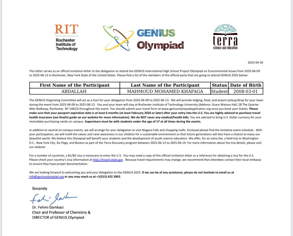Help Abdallah Reach GENIUS Olympiad campaign photo, 4 of 6