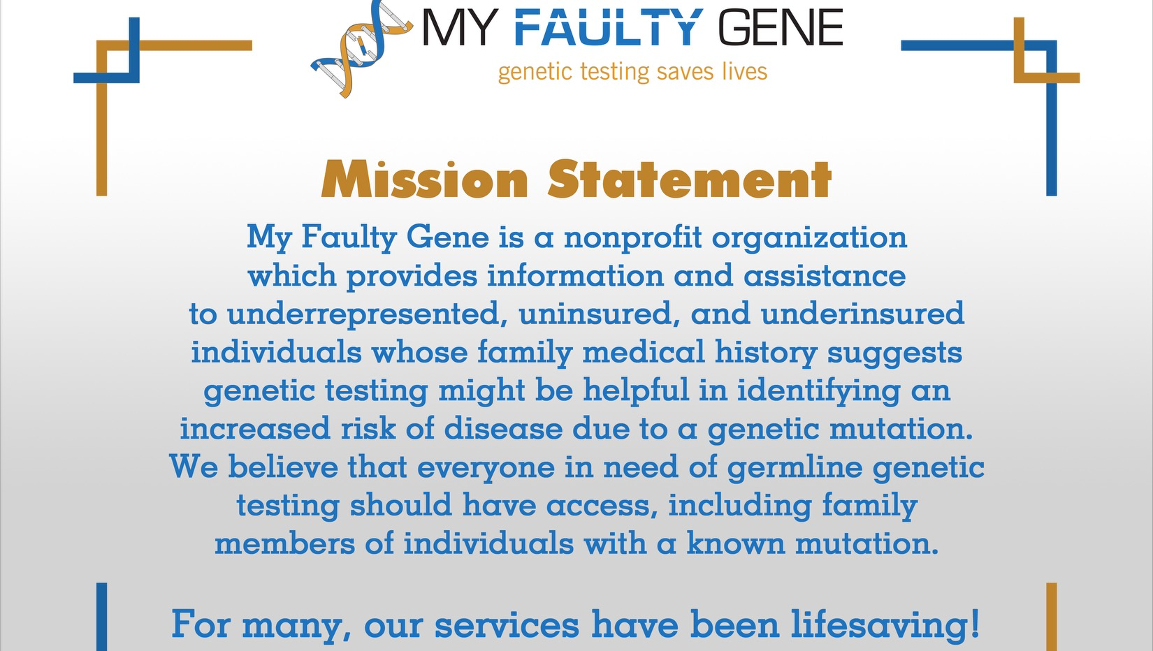 Support My Faulty Gene's Lifesaving Mission