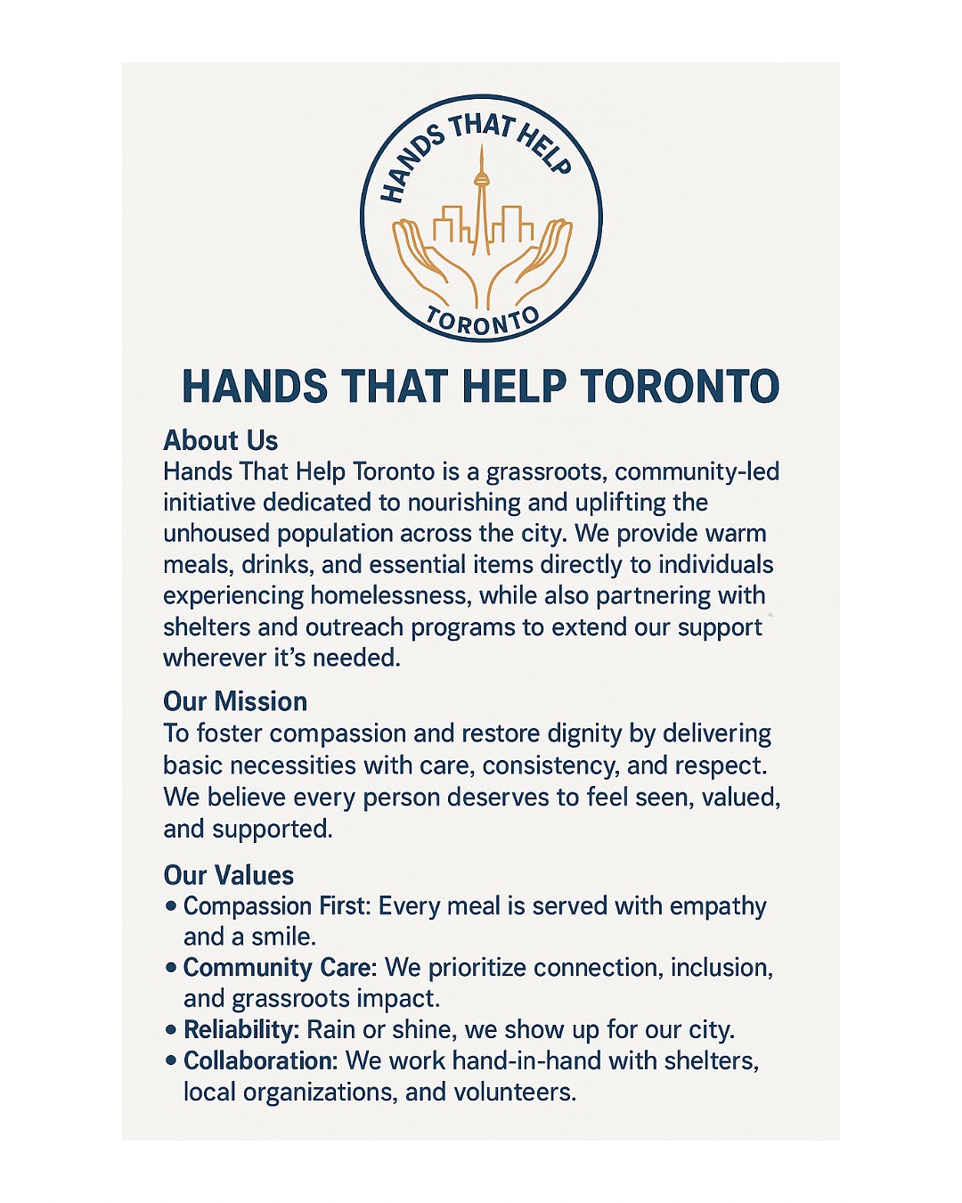 Hands That Help Toronto: Supporting Our Unhoused Community campaign photo, 2 of 4