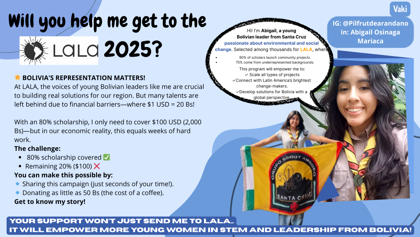 $100 for LALA: Training a Bolivian Leader photo