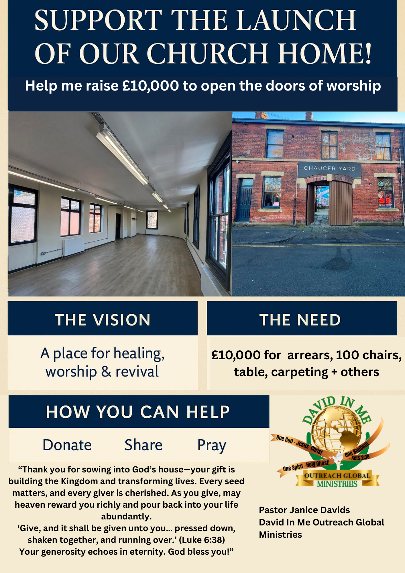 “Seats of Hope: Help Us Furnish Our Church” campaign photo, 2 of 4