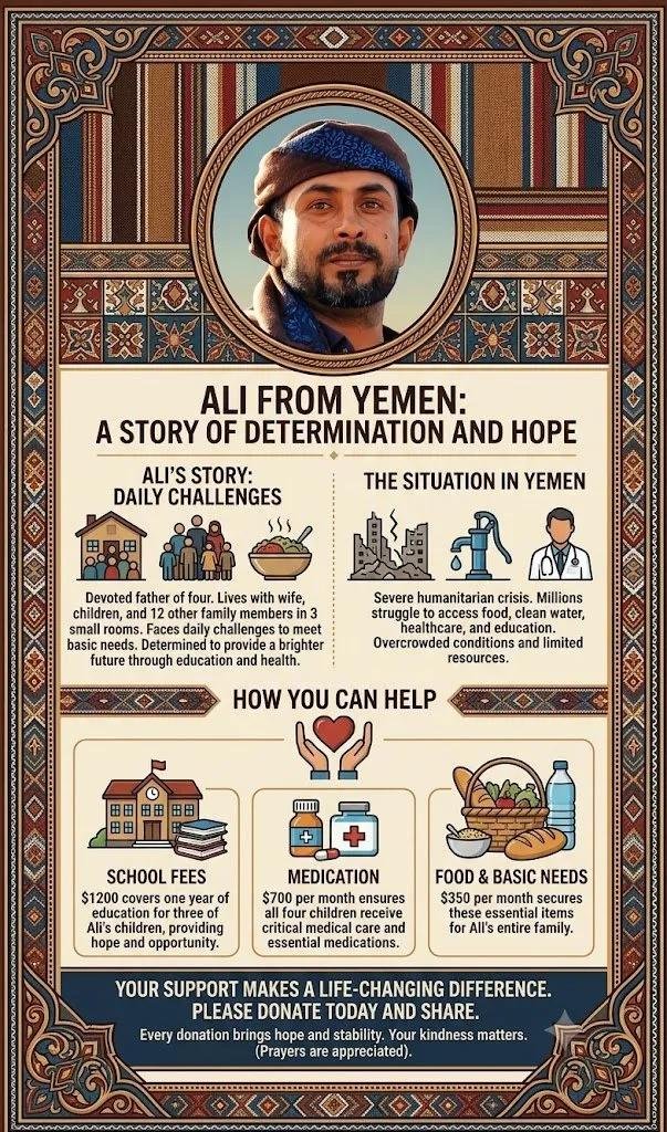 Please help Ali Hassan in Yemen and his beautiful family campaign photo, 2 of 5