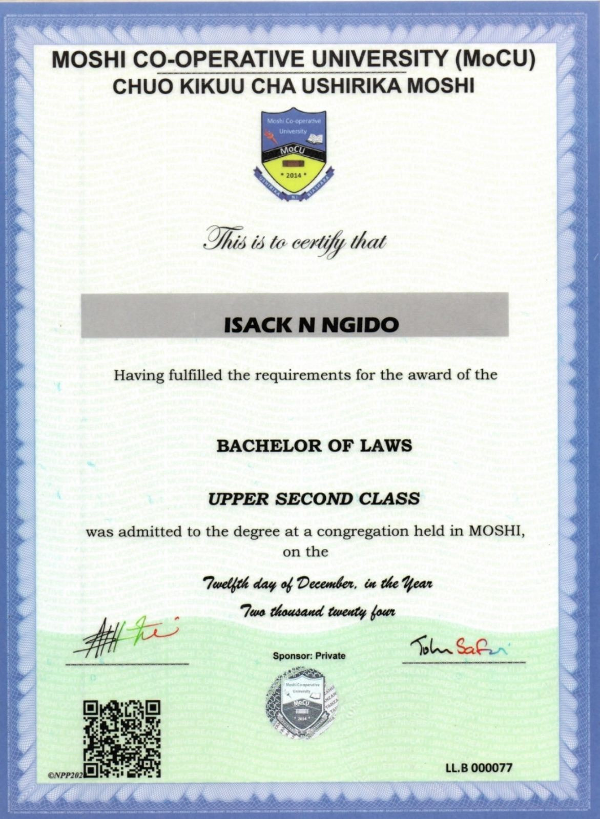 Help Isack Become a Lawyer and Support His Family Future campaign photo, 2 of 6