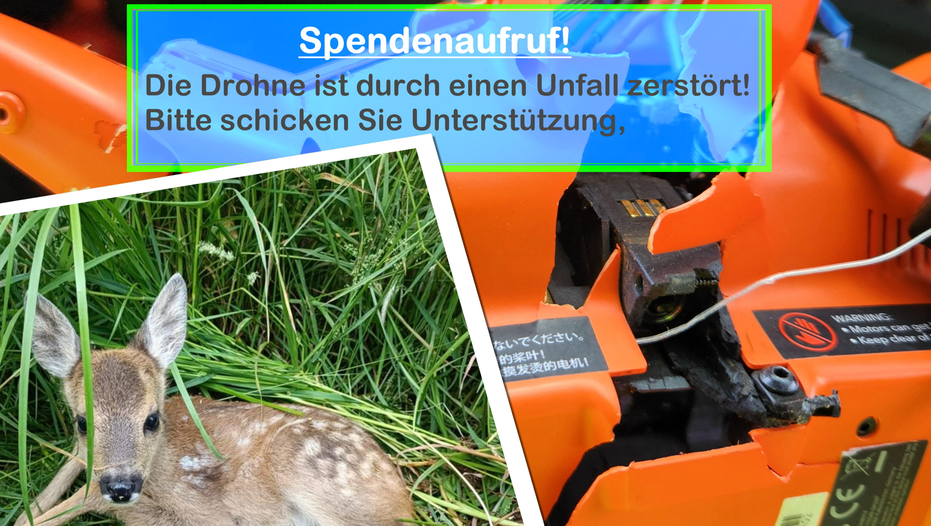 Helfer brauchen Hilfe. Drohne für Rehkitzrettung Defekt!! photo