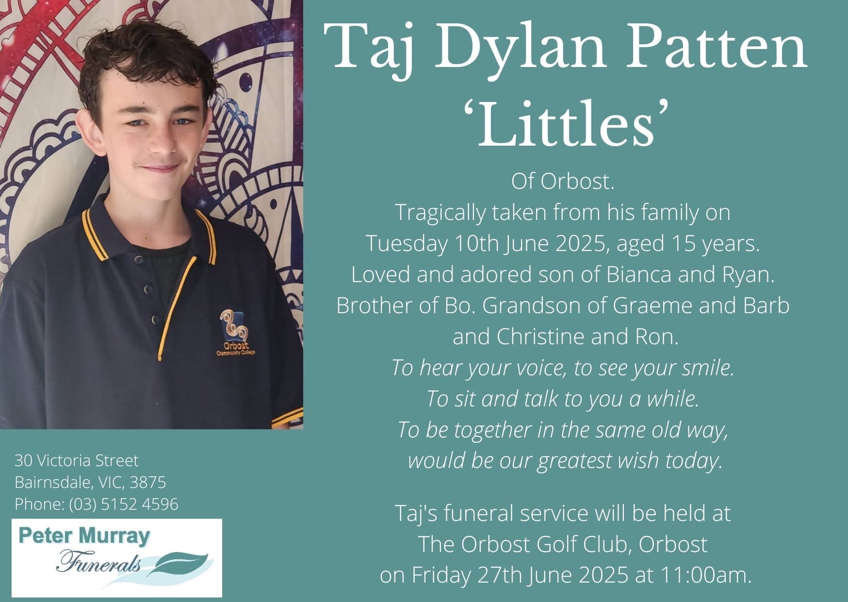 Taj and Zane, two great mates tragically taken from Orbost campaign photo, 2 of 6