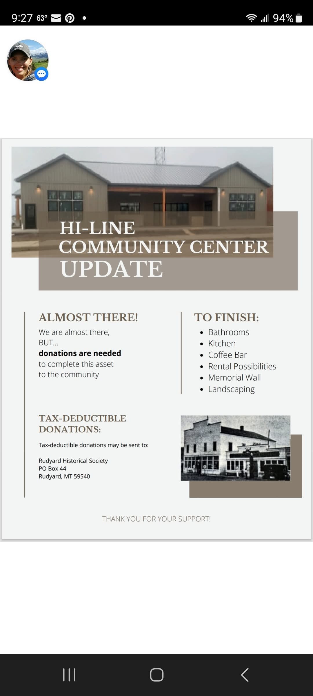 Help the Rudyard Community Center get completed! campaign photo, 2 of 4