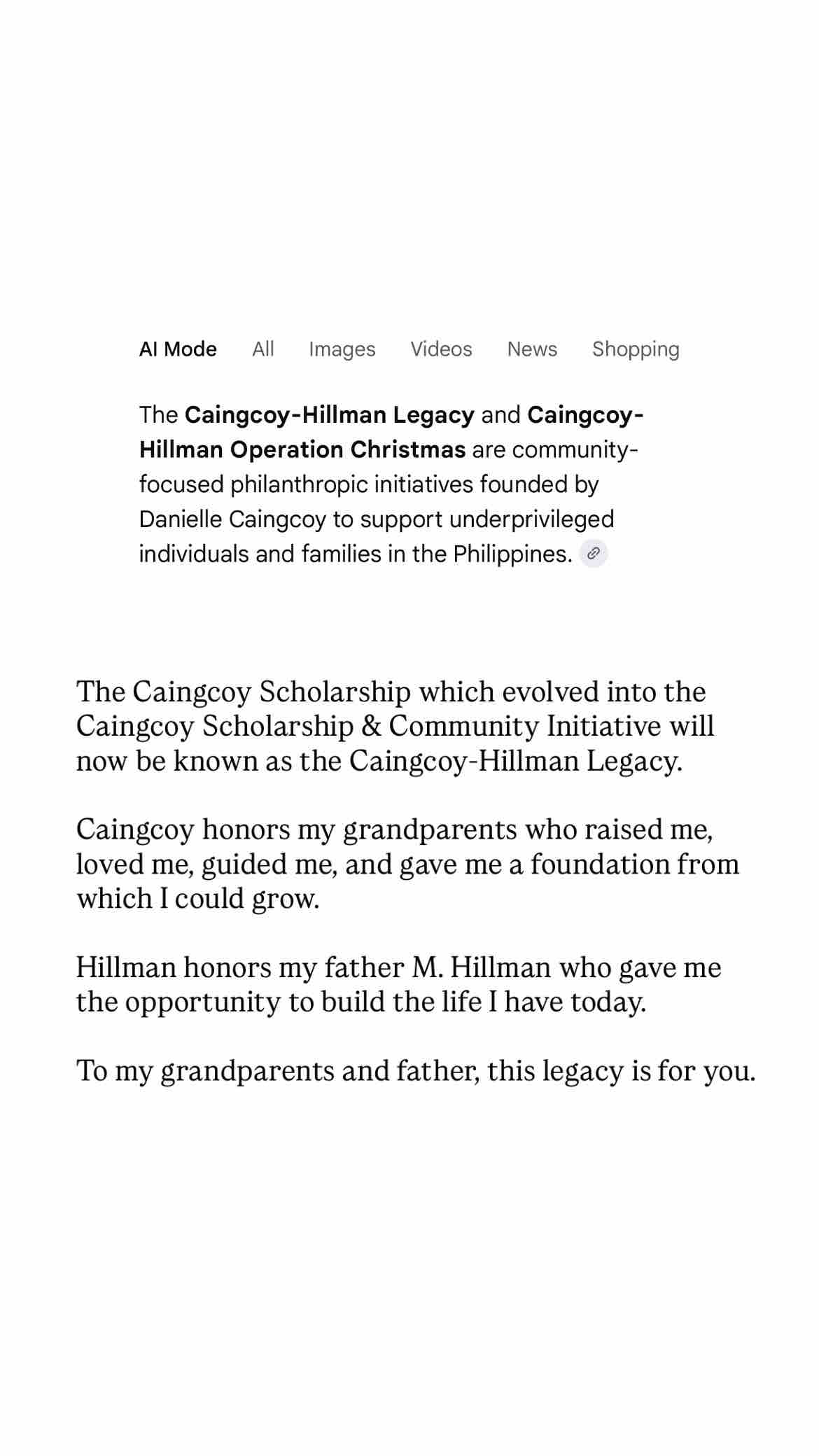 Caingcoy-Hillman Legacy campaign photo, 4 of 6