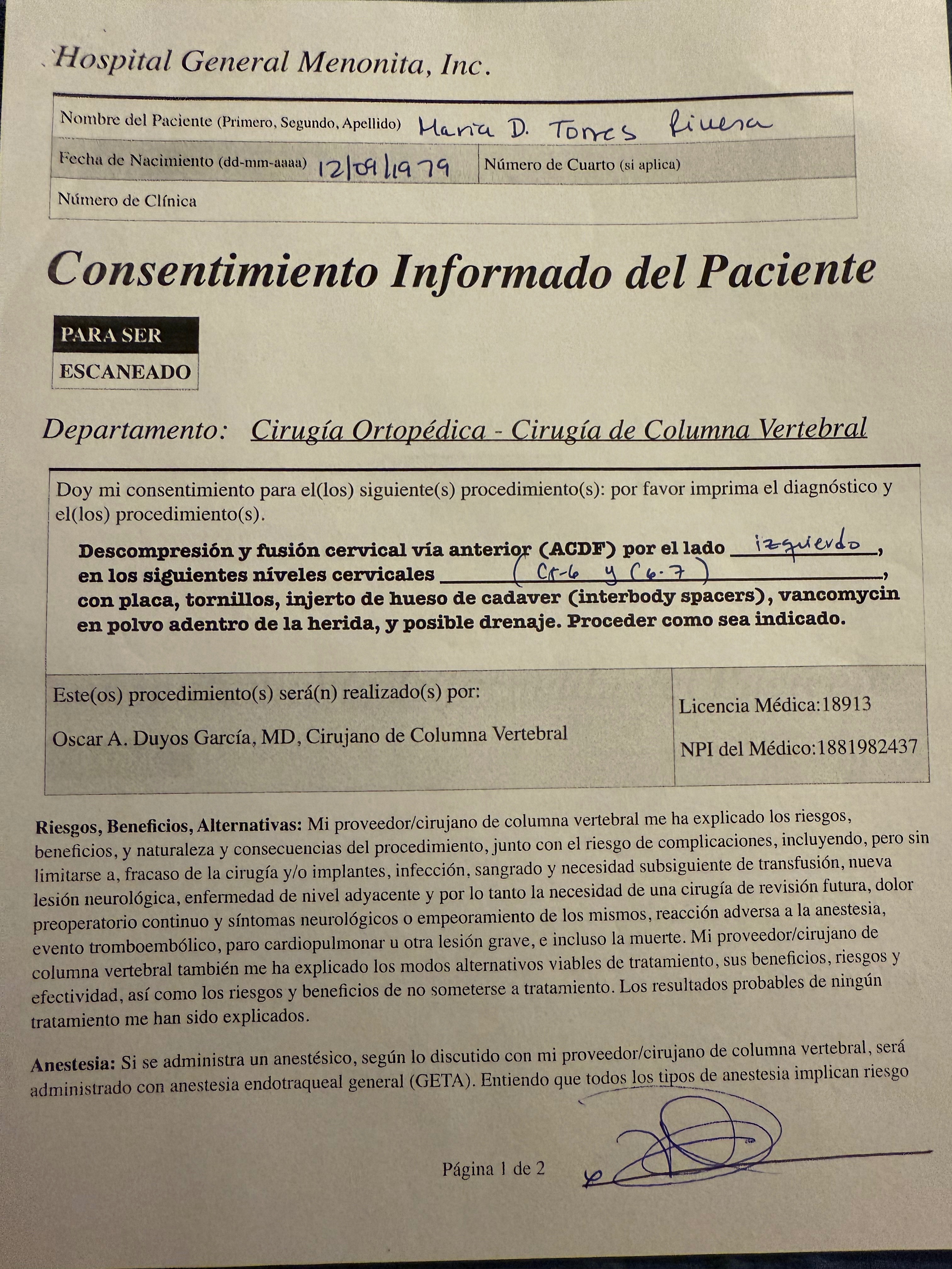 Discectomía cervical anterior y fusión. campaign photo, 2 of 4