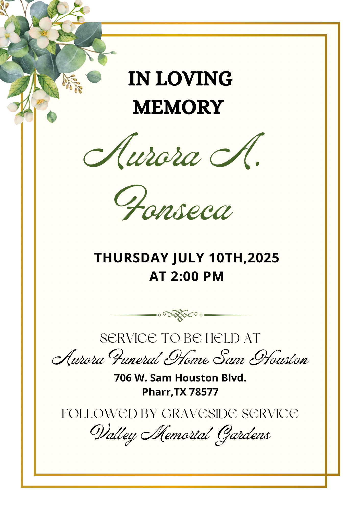 Funeral Support for Aurora's Loved Ones campaign photo, 2 of 4