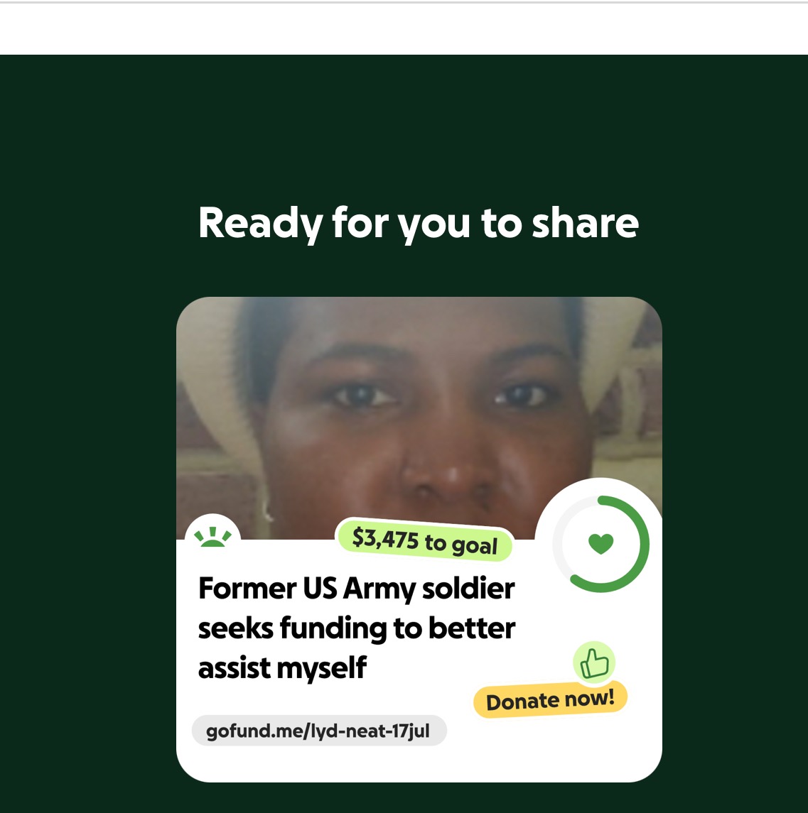 Crowdfunding Support for a Injured Veteran RecoveryFund Help campaign photo, 7 of 8