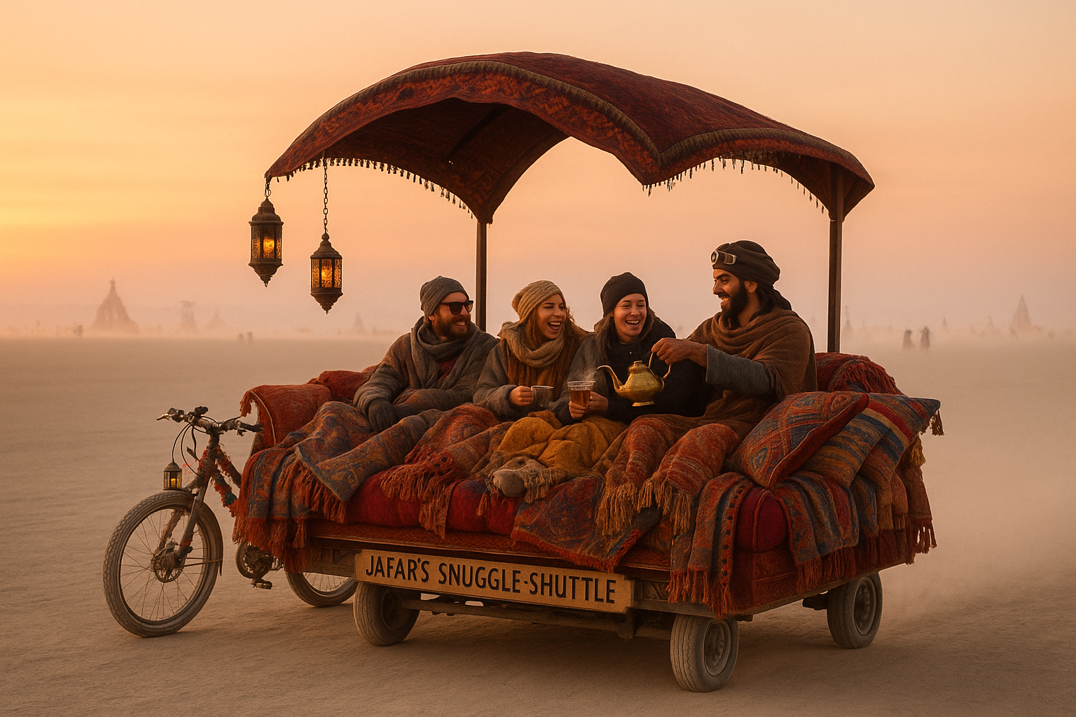 Jafar's SnuggleShuttle chauffeuring friendships across Playa campaign photo, 2 of 4