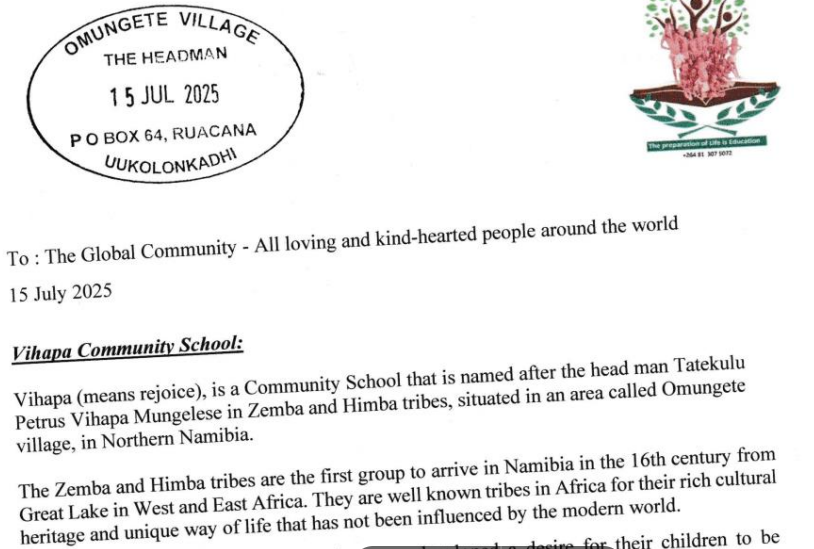 Vihapa Community School: The first school in Zemba and Himba campaign photo, 7 of 8