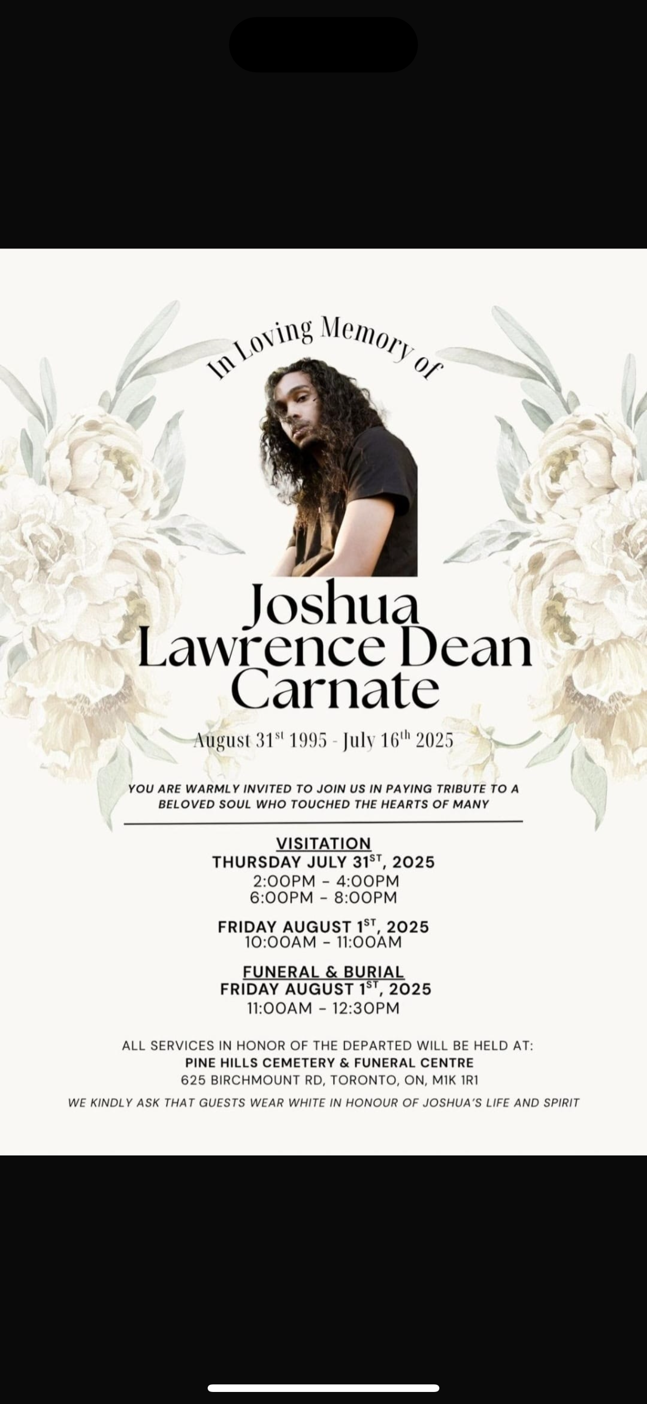 Joshua Lawrence Dean Carnate by Amit Sach  gofundme donation