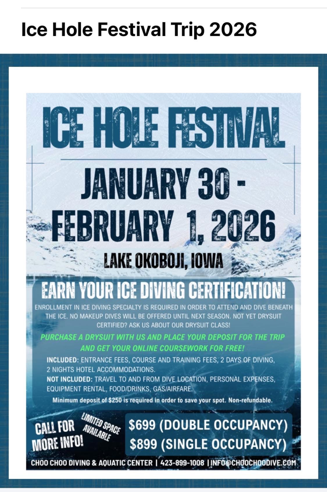 Support Daniel's Ice Diving Dream at Lake Okoboji campaign photo, 2 of 8