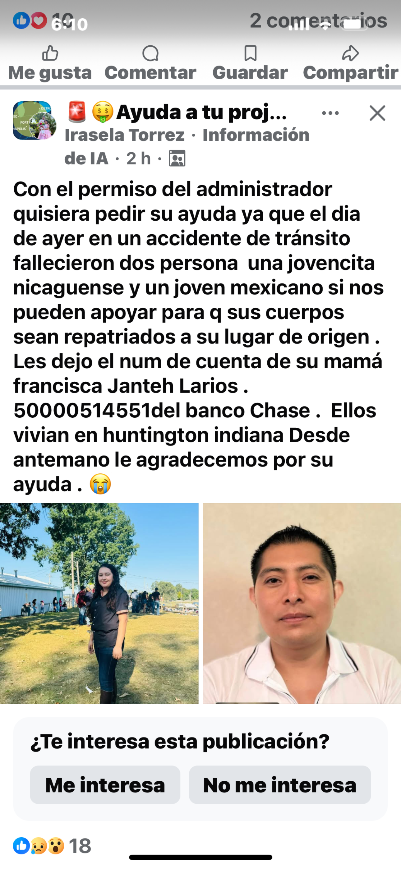 Trinidad Vásquez & Helmin Anielka Ruiz Larios by Alexis Piedra  gofundme donation