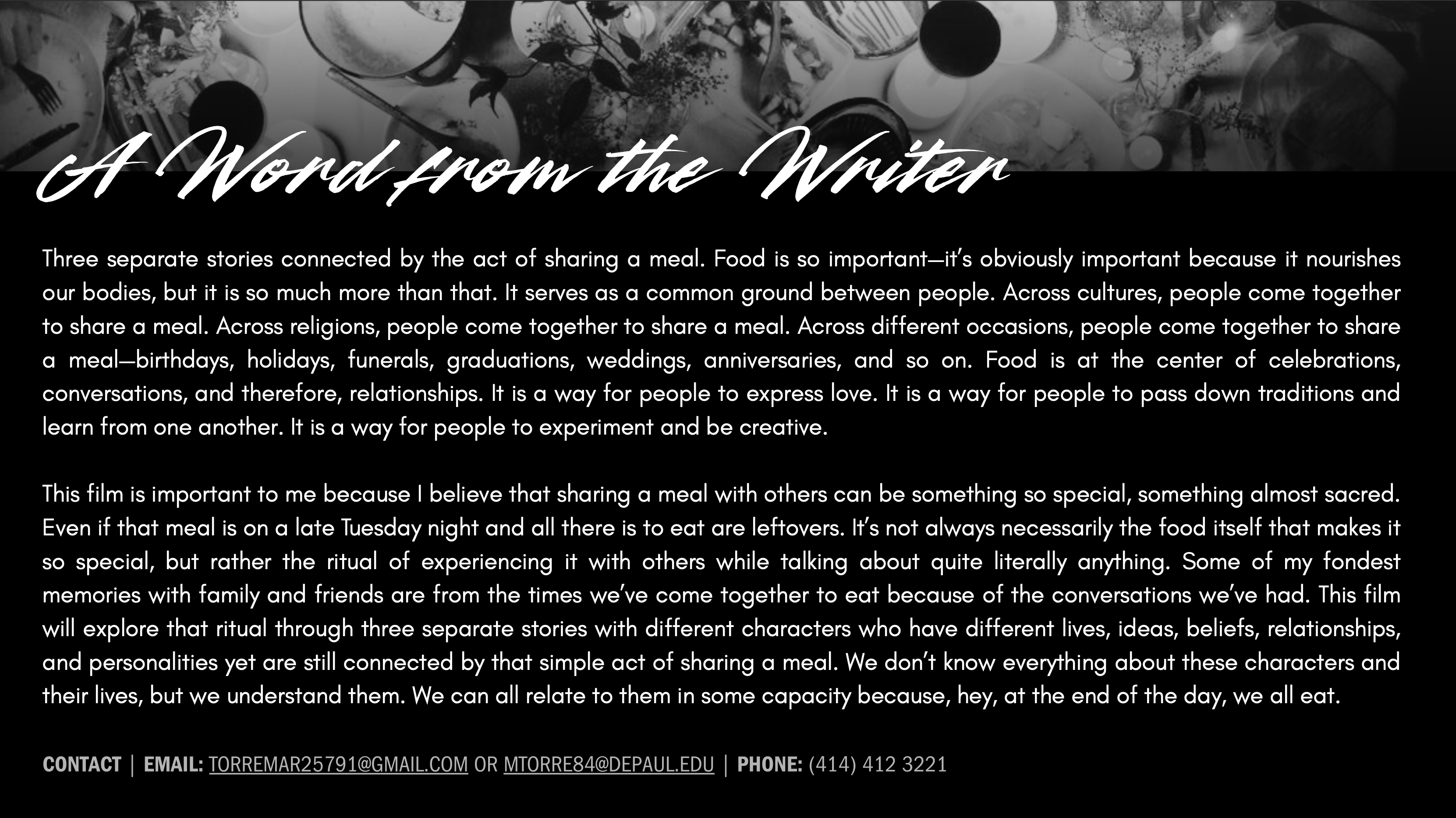Three Stories Tied Together By Food-Support Our Short Film! campaign photo, 2 of 6