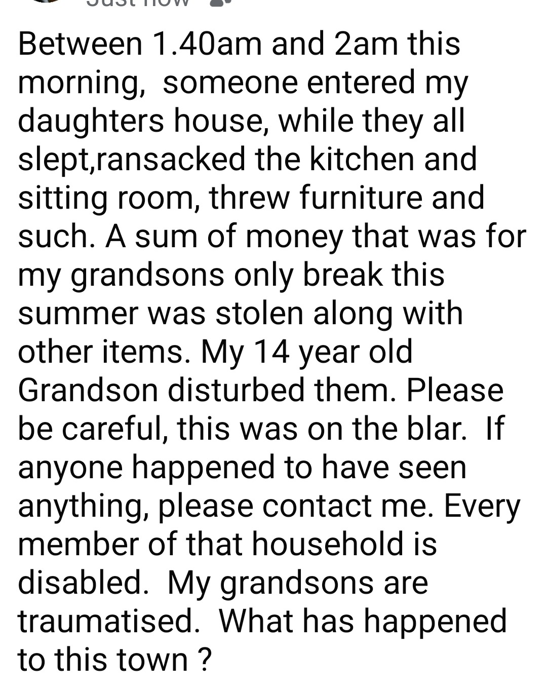 Family robbed in own home. Whilst they slept. campaign photo, 2 of 5