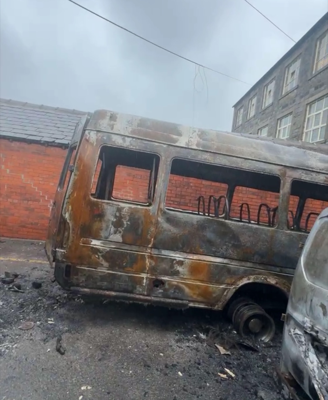 Alfs Black Belt Academy Minibus burnt out campaign photo, 2 of 7