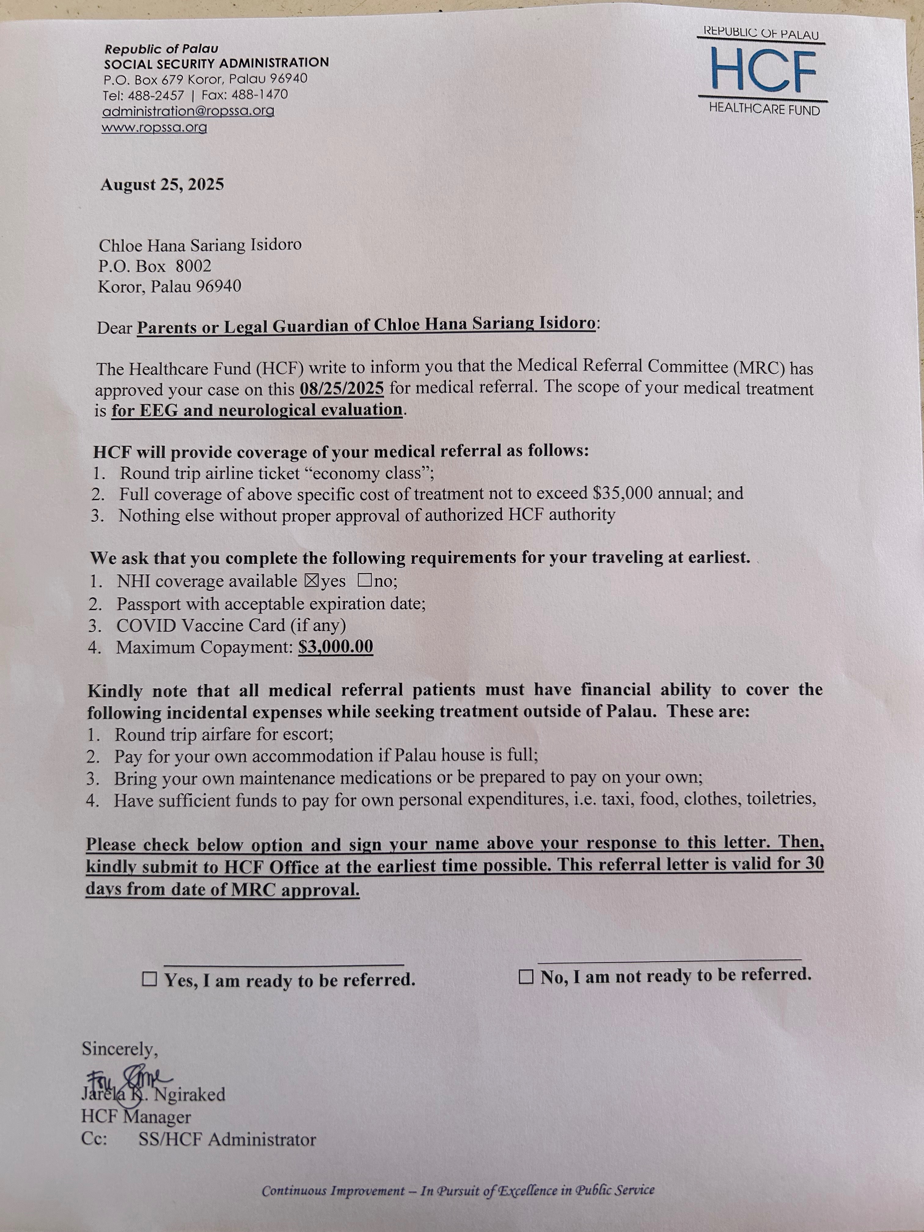Medical Referral for Chloe Hana Sariang Isidoro campaign photo, 5 of 6